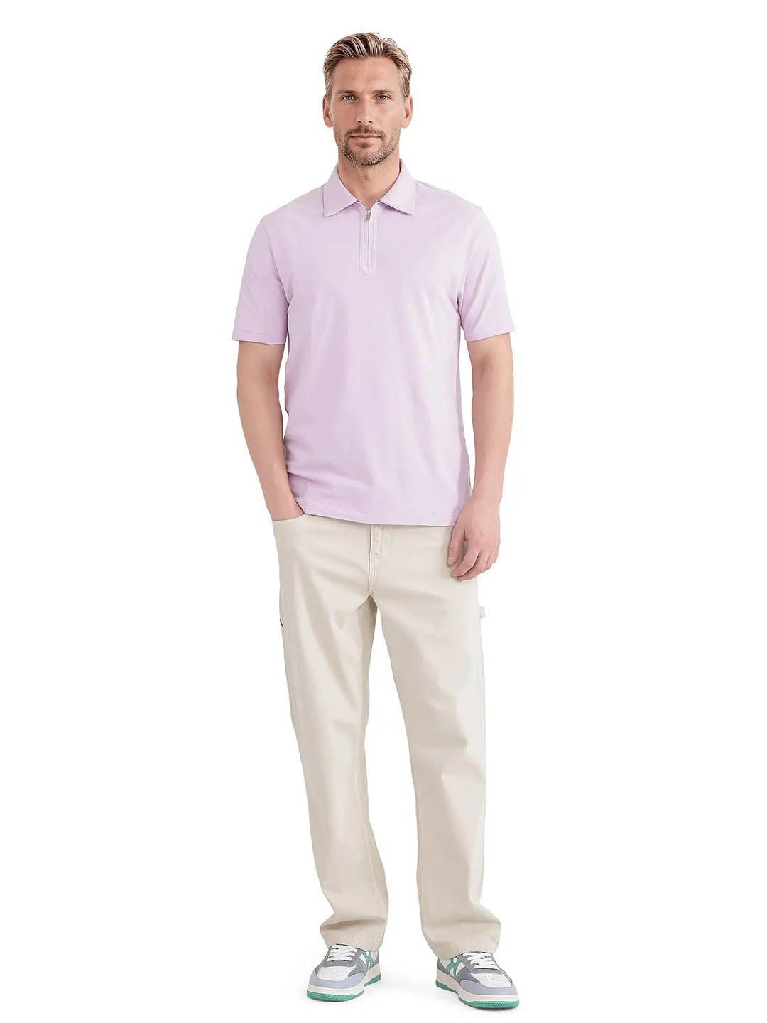 RARE RABBIT Men Solid Polo Collar Cotton T-shirt