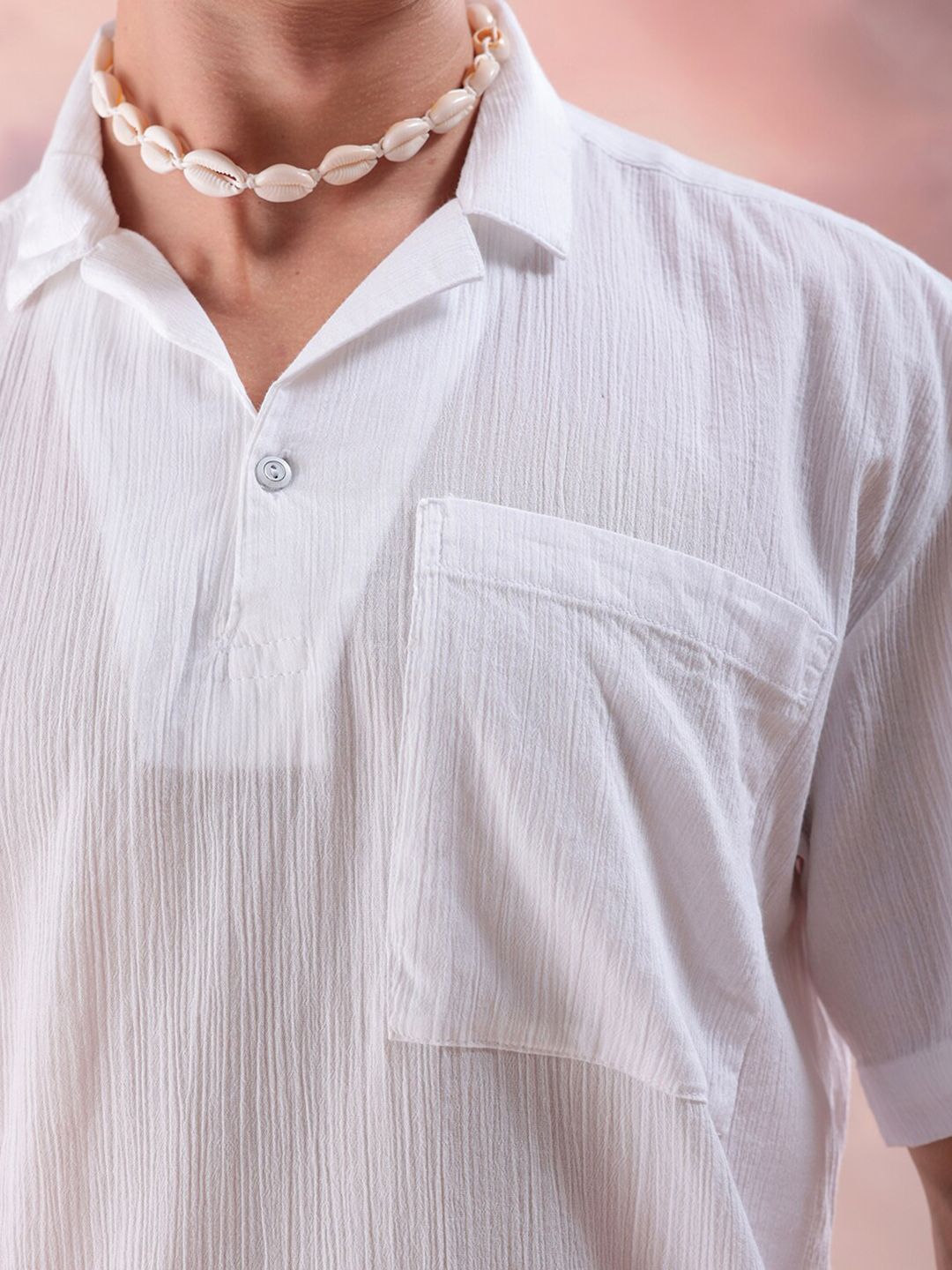 The Indian Garage Co Men Relaxed Fit Textured  Resortwear Kurta Shirt