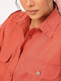 DressBerry Flex Pockets Roll-Up Sleeves Longline Shirt