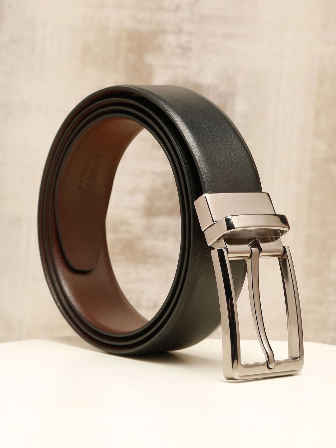Teakwood Leathers Men Textured Leather Reversible Formal Belt
