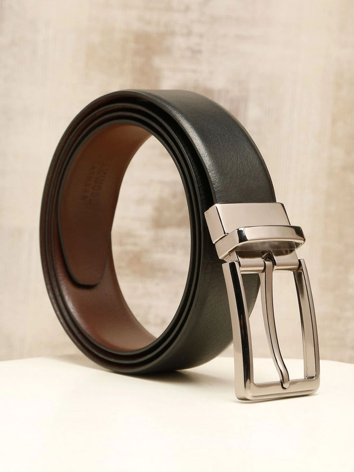 Teakwood Leathers Men Textured Leather Reversible Formal Belt