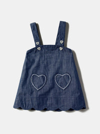 Nauti Nati Infant Girls Pure Cotton Pinafore Dress With Polka Dots Printed Ruffled Top