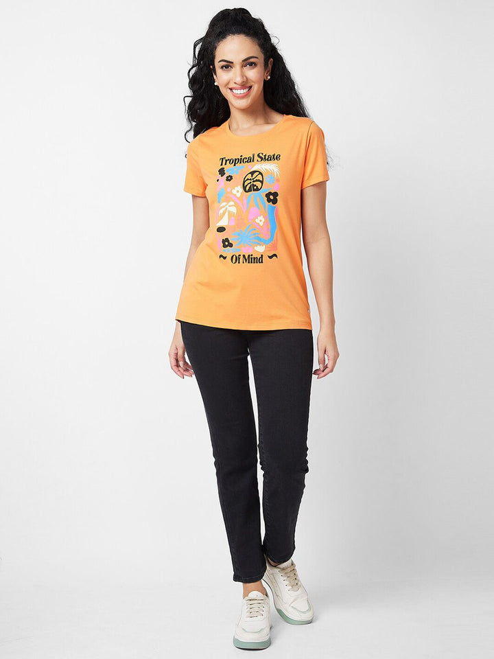 SPYKAR Typography Printed Round Neck Cotton T-shirt