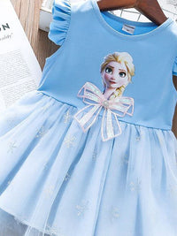 YK Girls Cotton Printed Fit & Flare Dress