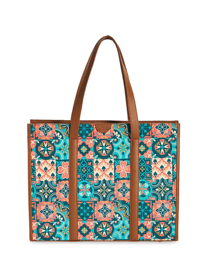 TEAL BY CHUMBAK Women Ethnic Motifs Printed Tote Bag