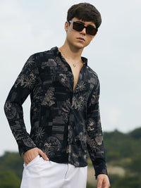 Campus Sutra Men Relaxed Fit Spread Collar Floral Printed Cotton Casual Shirt