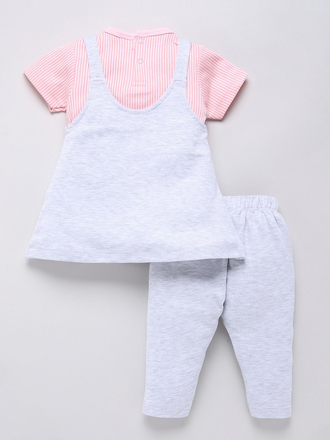 Moms Love Infant Girls Pure Cotton Striped Dress with Trousers