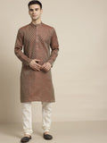 SOJANYA Motif Etnik Rekaan Tenunan Kurta Lurus Kolar Mandarin Dengan Churidar