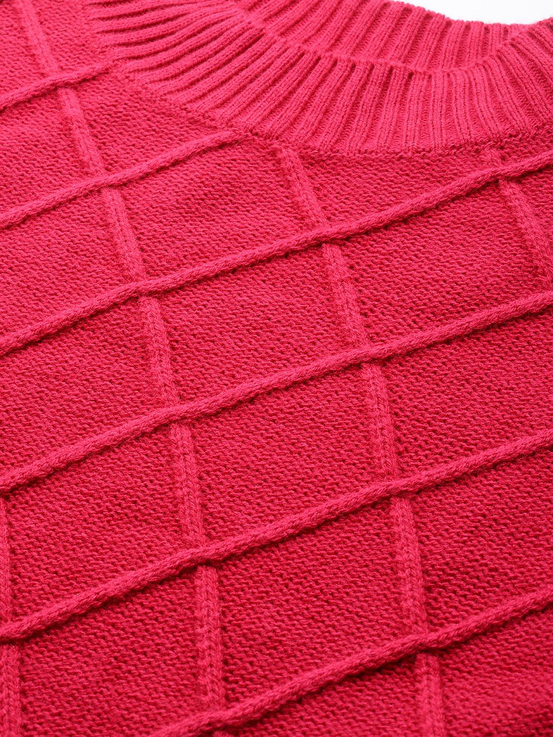 DressBerry Women Magenta Self Design Pullover