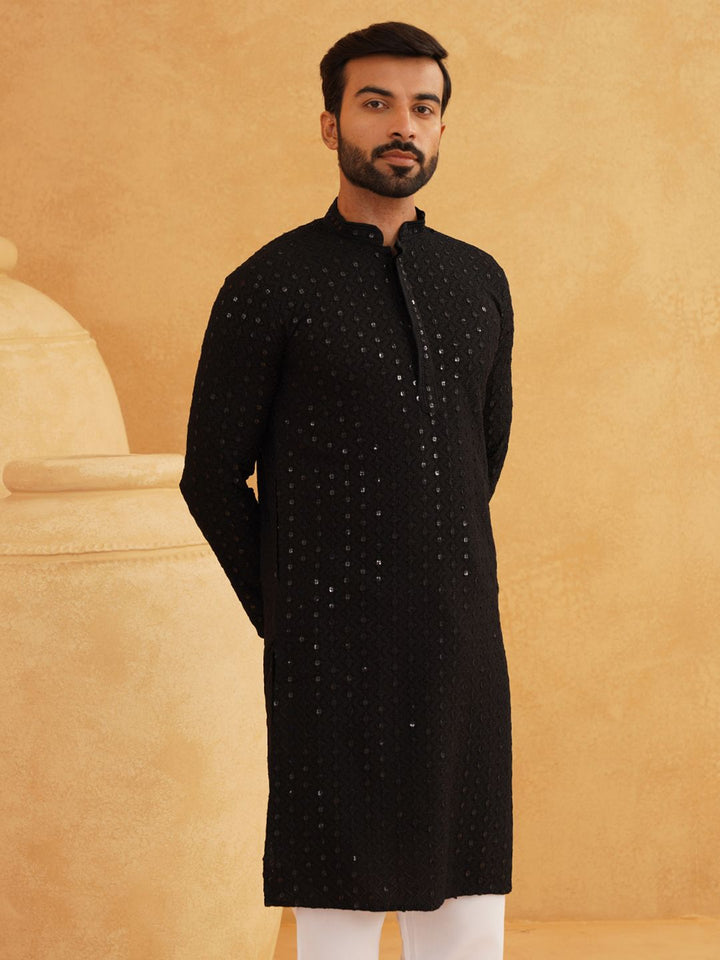 SOJANYA Kurta Kapas Tulen Berpayet Kolar Mandarin