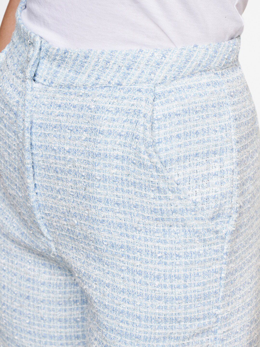 AND Women Blue Checked Flared Trouser