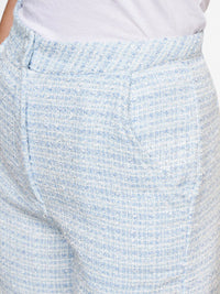 AND Women Blue Checked Flared Trouser
