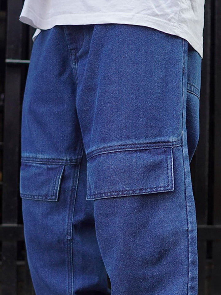 Powerlook Men Blue Boyfriend Fit Clean Look Cotton Cargo Jeans