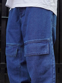 Powerlook Men Blue Boyfriend Fit Clean Look Cotton Cargo Jeans