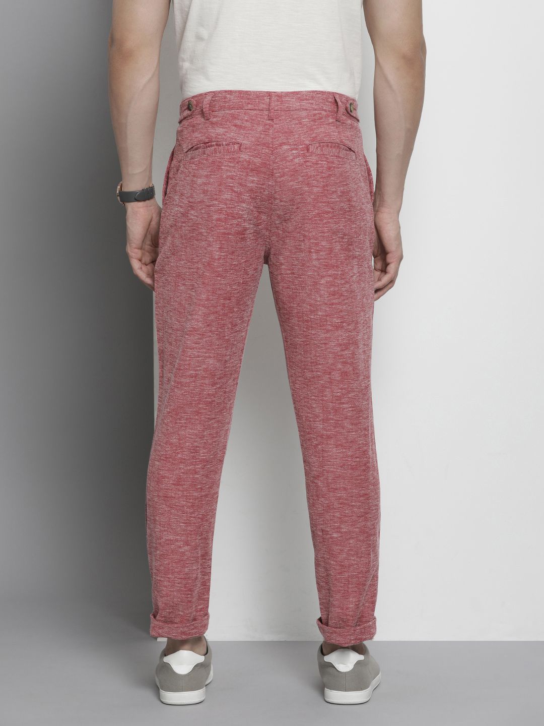 The Indian Garage Co Men Textured Slim Fit Chinos Trousers