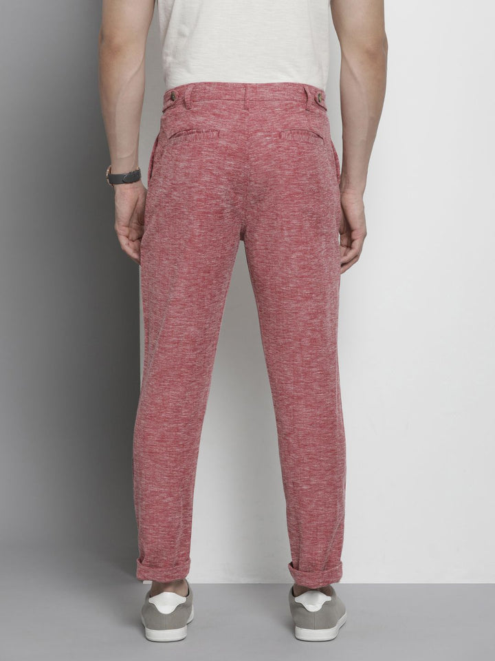 The Indian Garage Co Men Textured Slim Fit Chinos Trousers