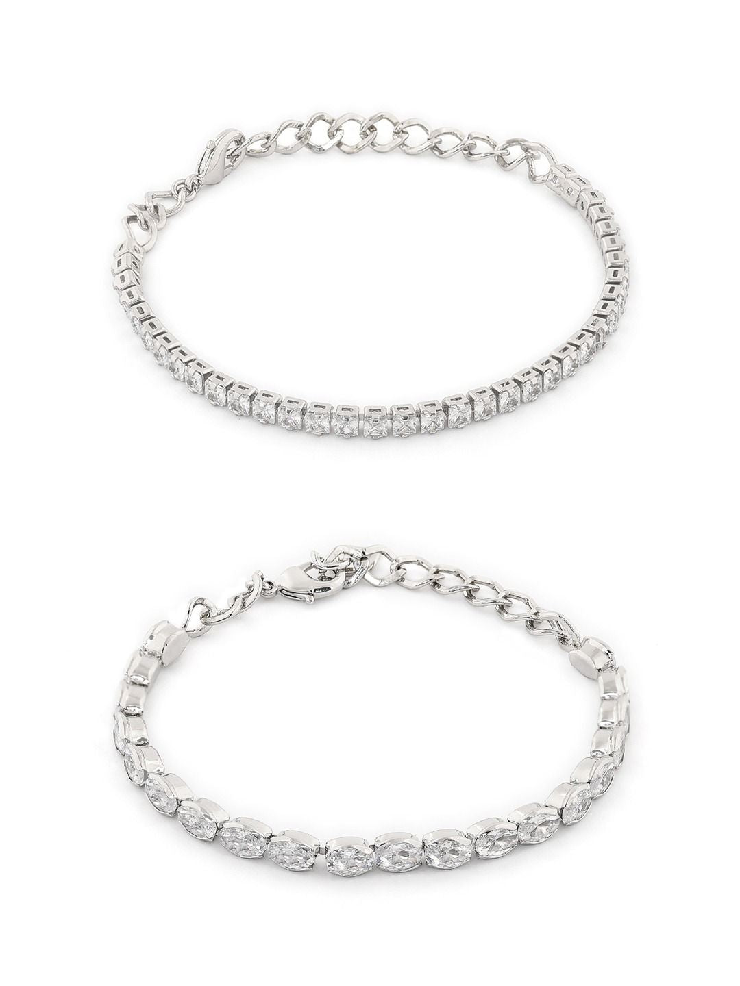 Pek Wanita Zaveri Pearls dengan 2 Gelang Salut Tembaga Bersalut Perak Zirkonia Kubik