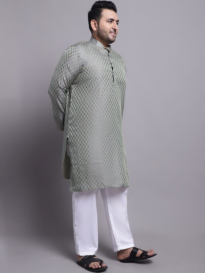SOJANYA PLUS Woven Design Regular Kurta With Pyjamas & With Embroidered Nehru Jacket