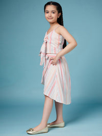 pspeaches Girls Striped  Pure Cotton Clothing Set