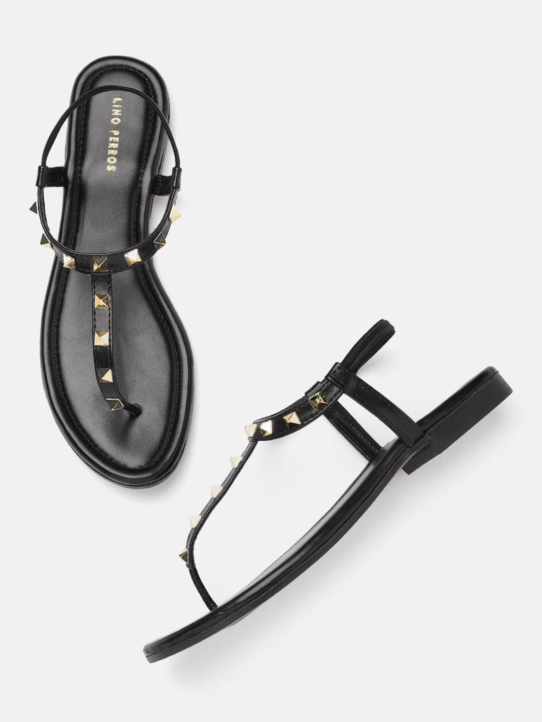 Lino Perros Women Studded T-Strap Flats