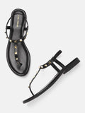 Lino Perros Women Studded T-Strap Flats