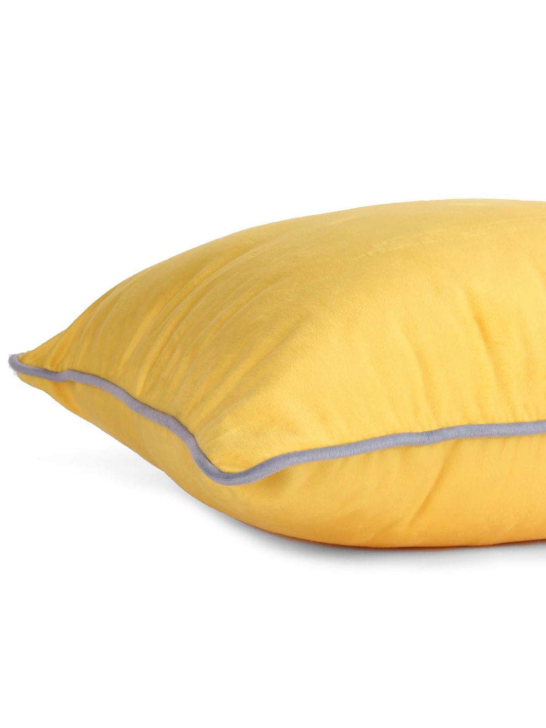 STITCHNEST 5 Pcs Grey & Yellow Velvet Square Cushion Covers