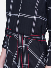 AND Women Black & White Checked A-Line Mini Dress