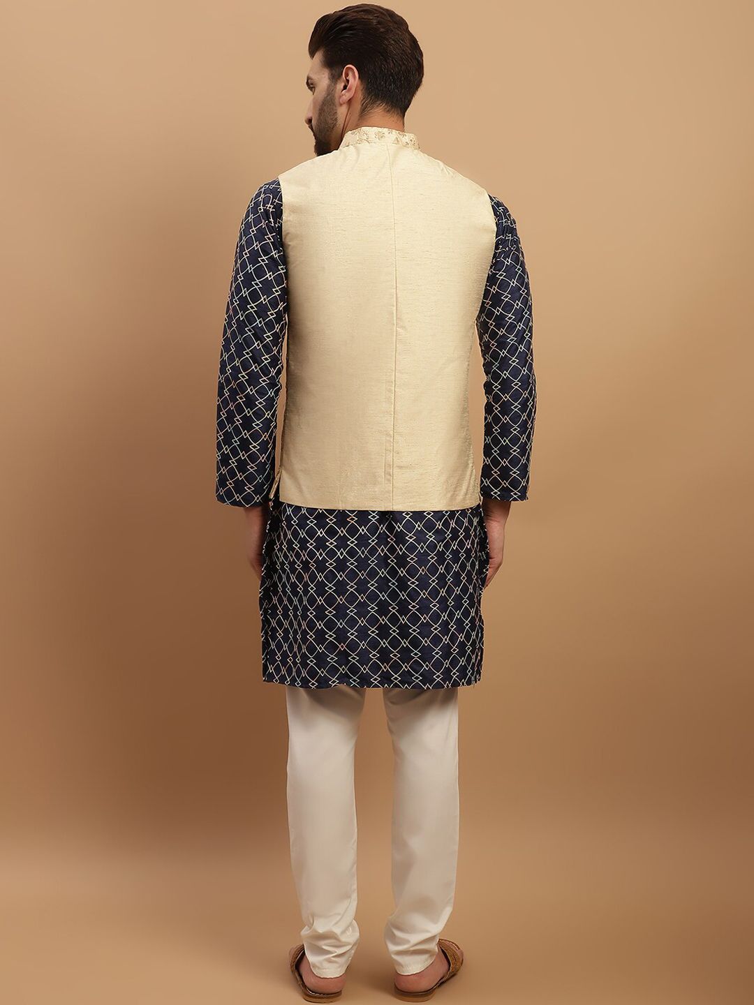 SOJANYA Geometric Embroidered Regular Kurta with Churidar & Embroidered Nehru Jacket