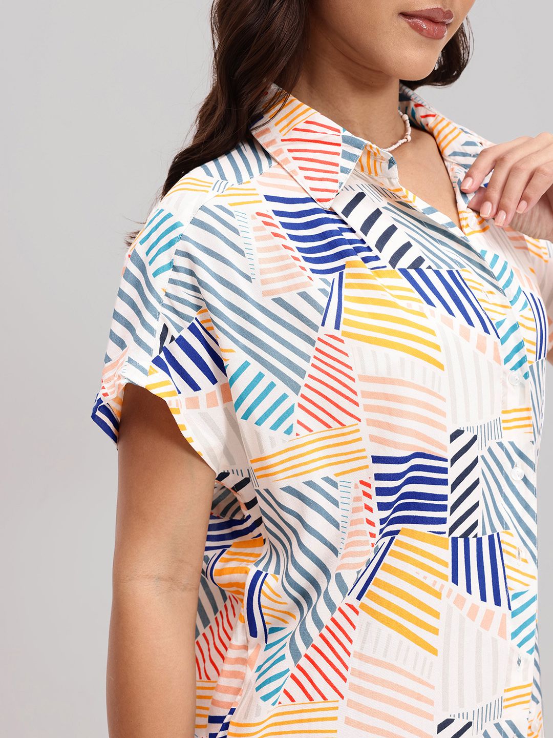 DressBerry Follow My Geometry Printed Button-It-Up Shirt