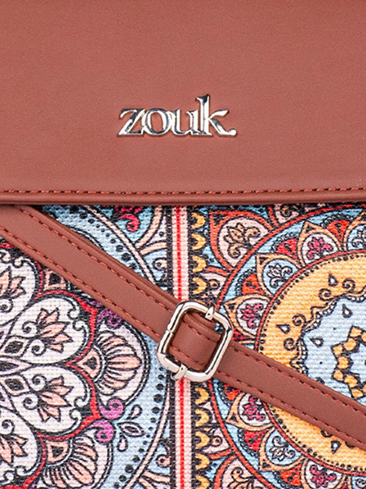 Beg Tangan Bercetak Berstruktur Motif ZOUK dengan Berjumbai