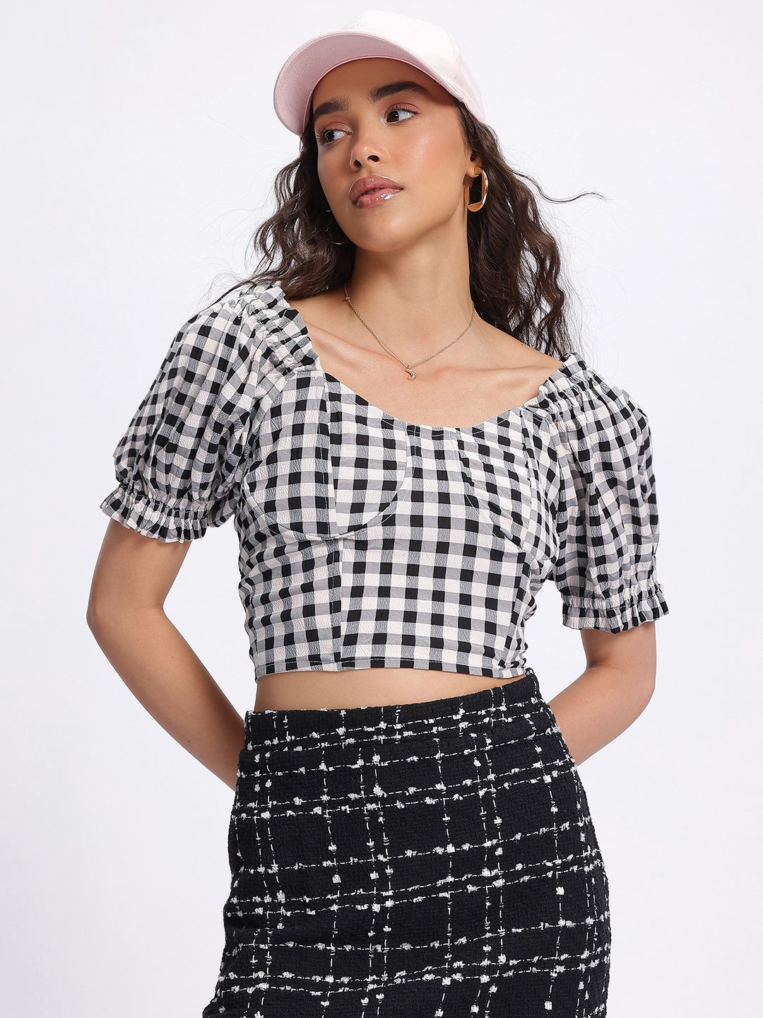 DressBerry The Retro Remix Checked Crop Top