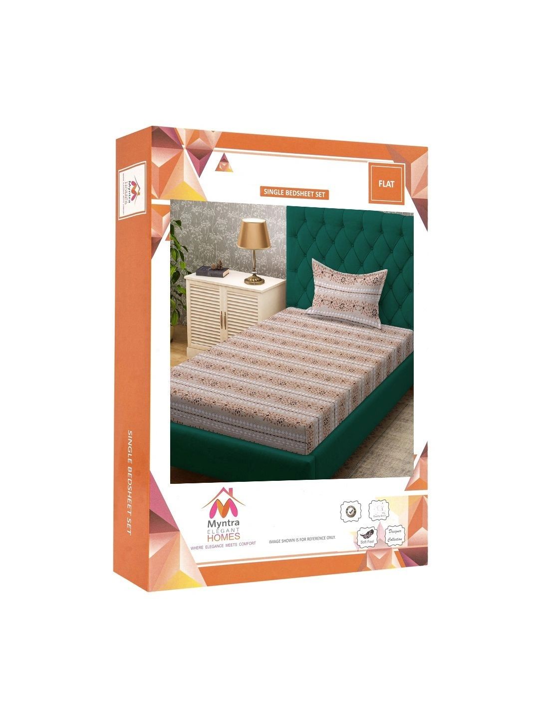 Myntra Elegant Homes Beige Cotton Floral 400 TC Single Cadar dengan 1 Sarung Bantal