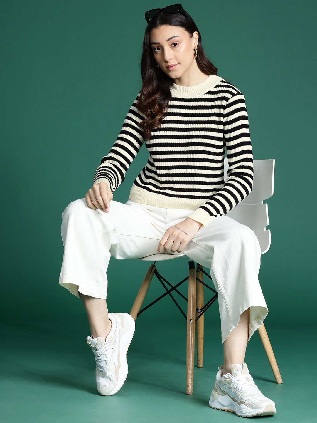 DressBerry Monochrome Striped Pullover