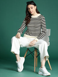DressBerry Monochrome Striped Pullover