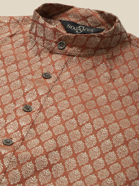 SOJANYA Ethnic Motifs Woven Design Mandarin Collar Kurta With Pyjamas & Nehru Jacket