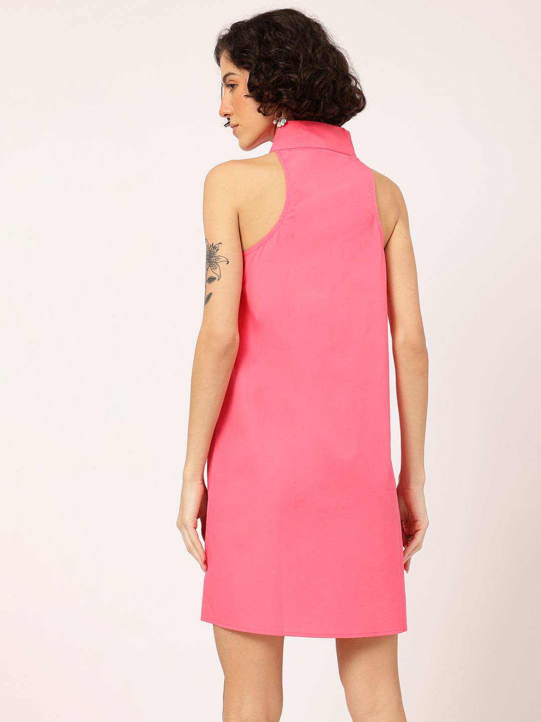 DressBerry Barbiecore Button-Up A-Line Dress