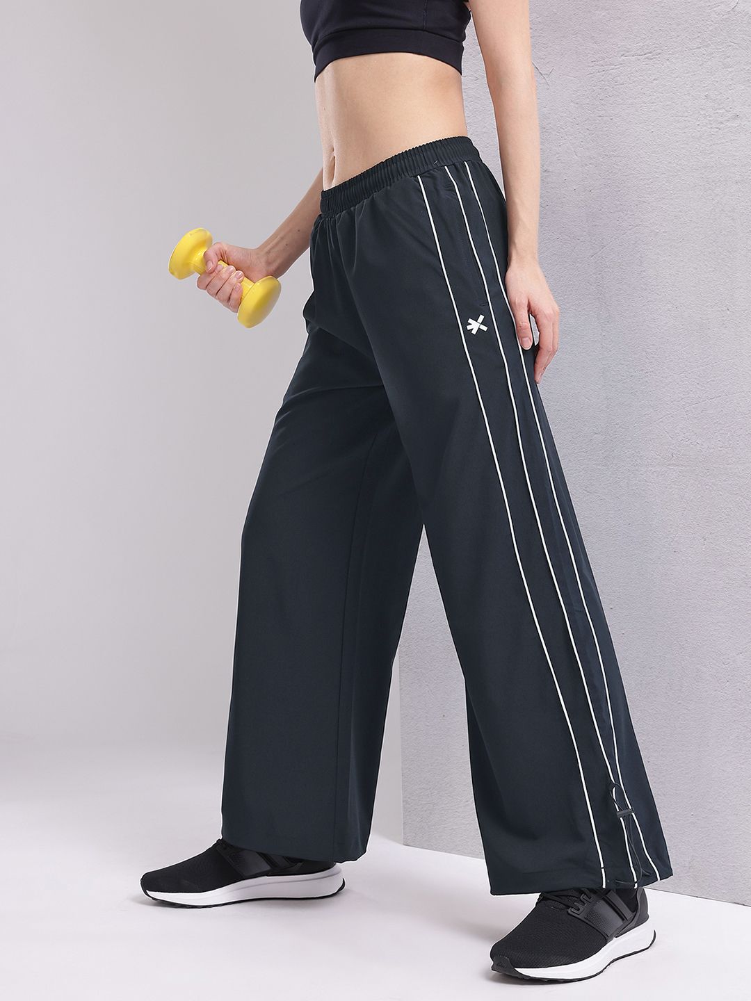 HRX by Hrithik Roshan Women Contrast Piping Rapid-Dry Flared Training Track Pants