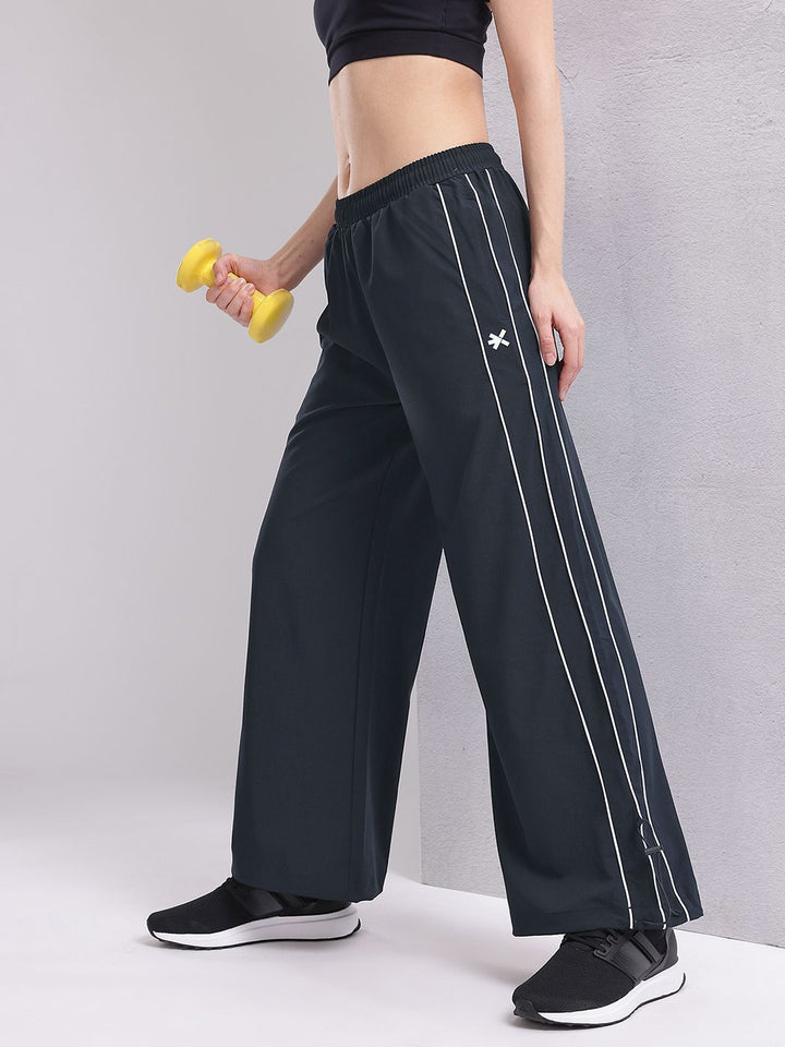 HRX by Hrithik Roshan Women Contrast Piping Rapid-Dry Flared Training Track Pants