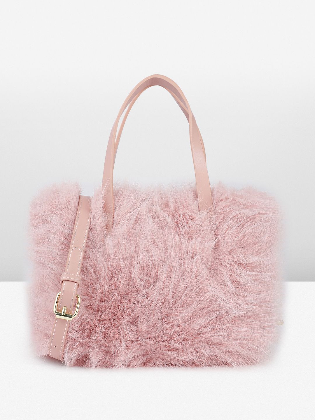 DressBerry Structured Handheld Bag With Fur