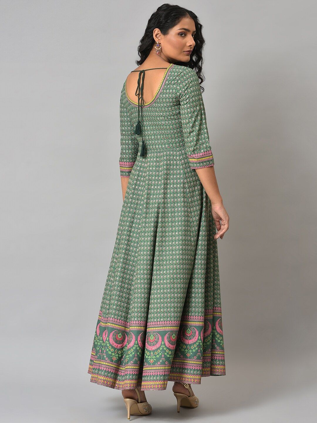 W Green Ethnic Maxi Dress