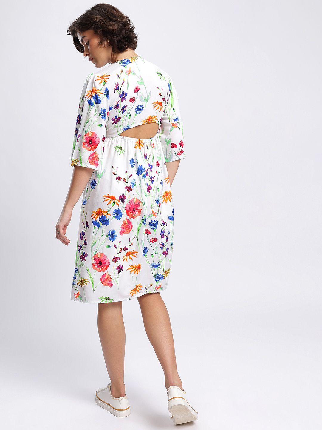 DressBerry Floral Meadows Cut Out Detail Shirt Style Dress