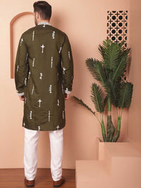 Jompers Ethnic Motifs Embroidered Regular Straight Kurta With Pyjamas
