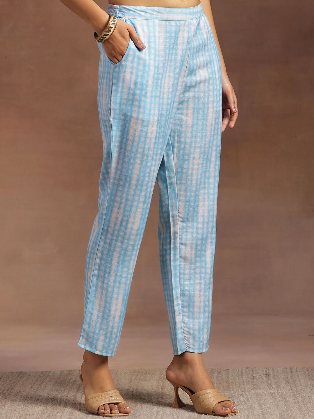 Libas Floral Printed Regular Thread Work Kurta With Trousers & Dupatta