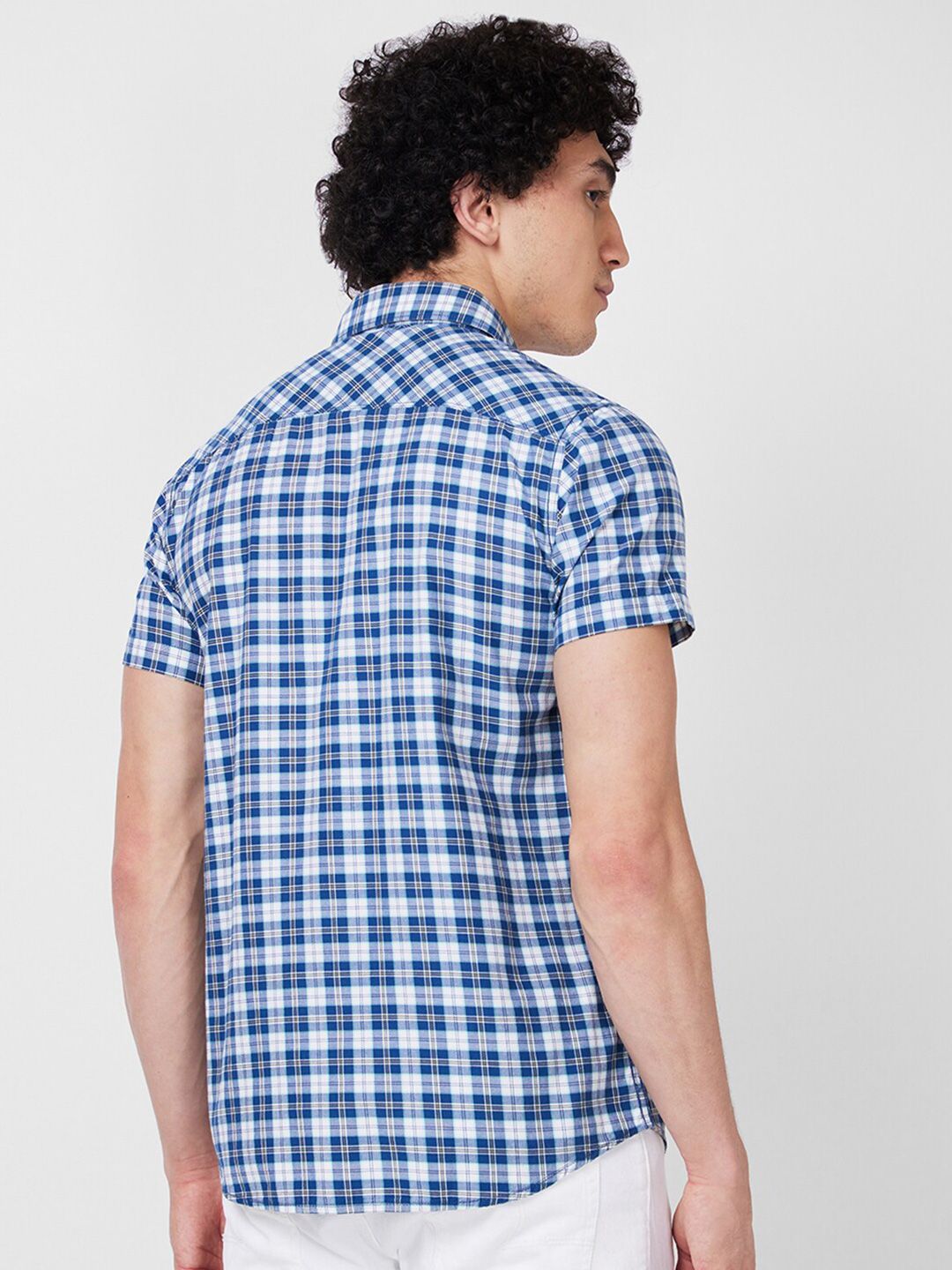 SPYKAR Tartan Checked Spread Collar Cotton Opaque Casual Shirt