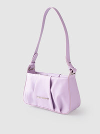 Lino Perros Lavender Structured Shoulder Bag with Pleated Detail