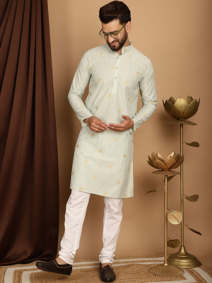 SOJANYA Geometric Printed Straight Kurta With Churidar