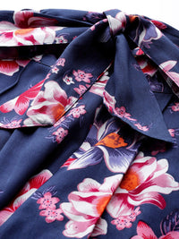 DressBerry Women Floral Print Flared Palazzos with Belt