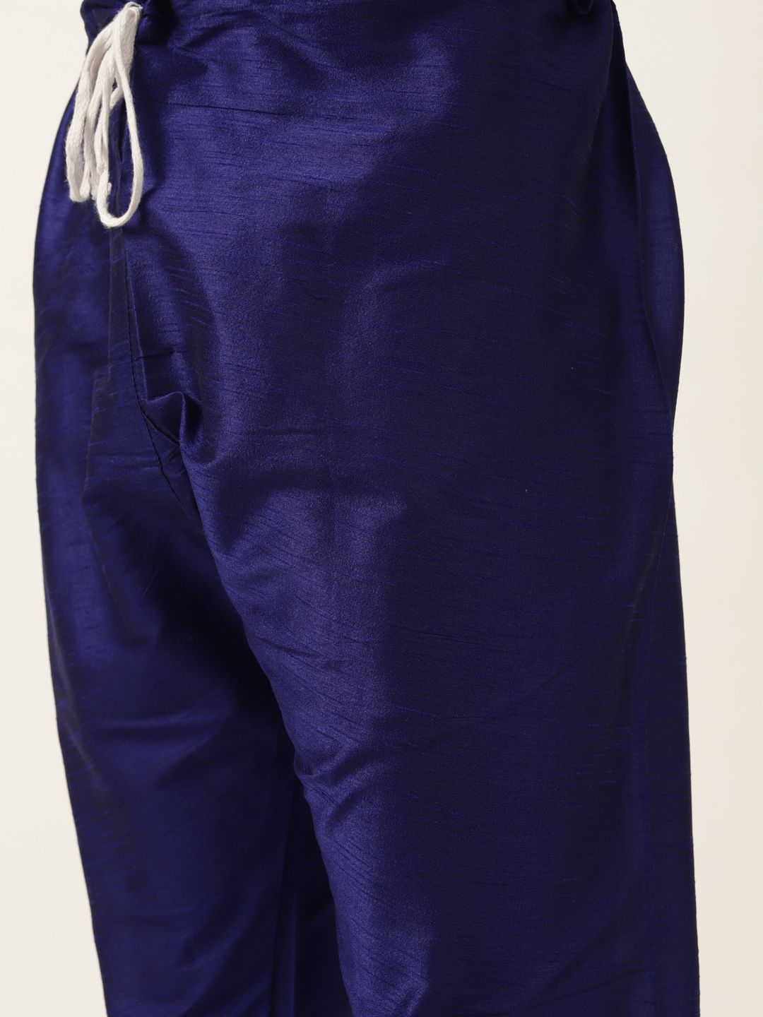 SOJANYA Men Navy Blue Solid Kurta with Churidar & Nehru Jacket