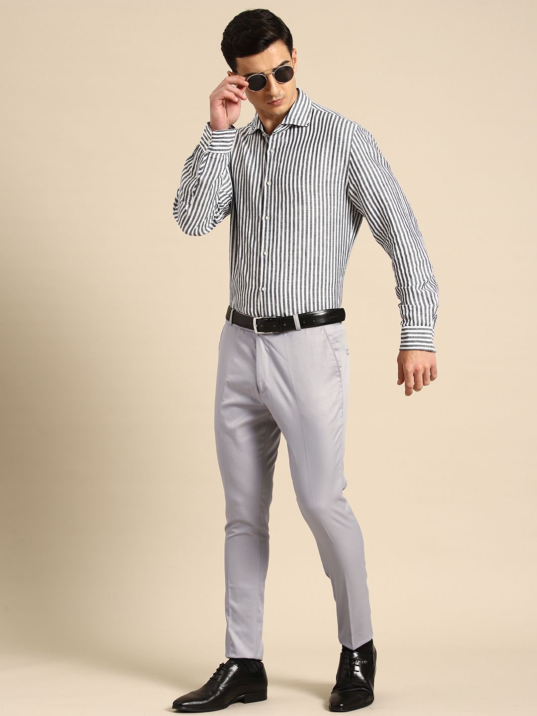 DENNISON Men Smart Tapered Fit Formal Trousers