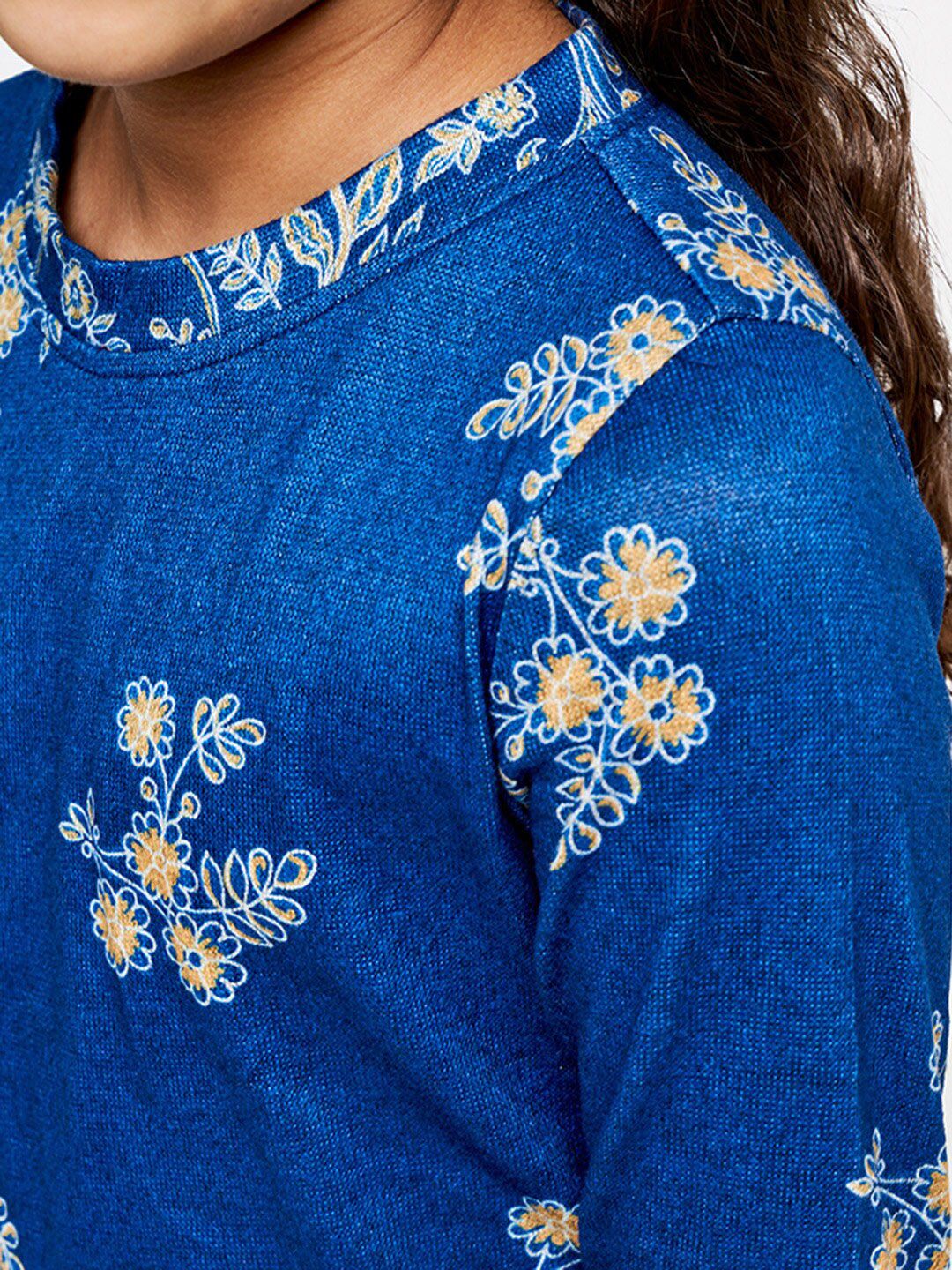 Global Desi Blue Floral Print Top